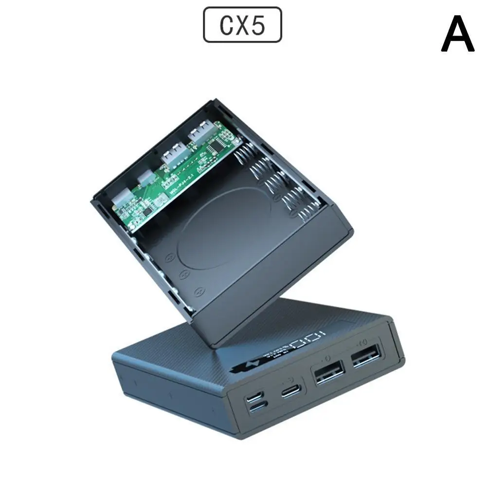 

CX5 Battery Power Bank Case 5 x 18650 Battery Dual USB Type C Charge Storage Box Shell For Iphone 12 XS Fast Charging Powerbank