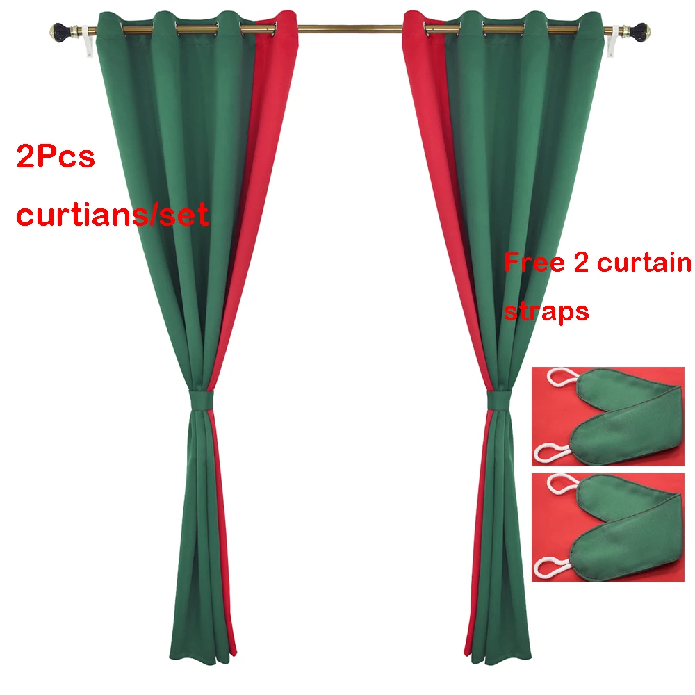 

Рождественские подходящие красные и зеленые шторы 2 шт./компл., светонепроницаемые шторы для гостиной, спальни, окна, Рождественский домашни...