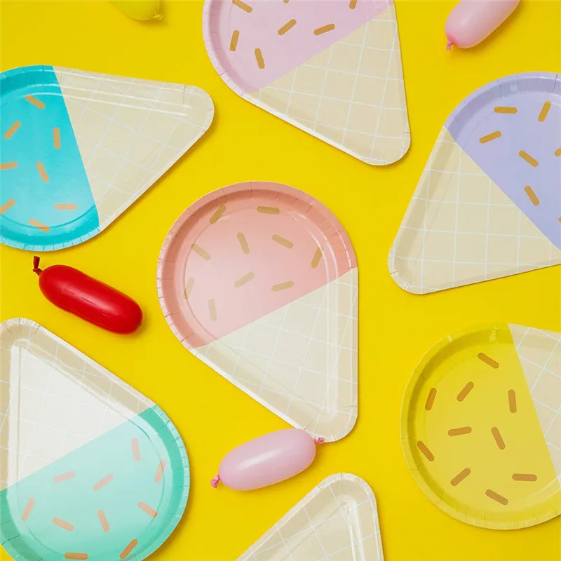 Одноразовые бумажные тарелки для мороженого 8 шт. 10 дюймов разноцветные