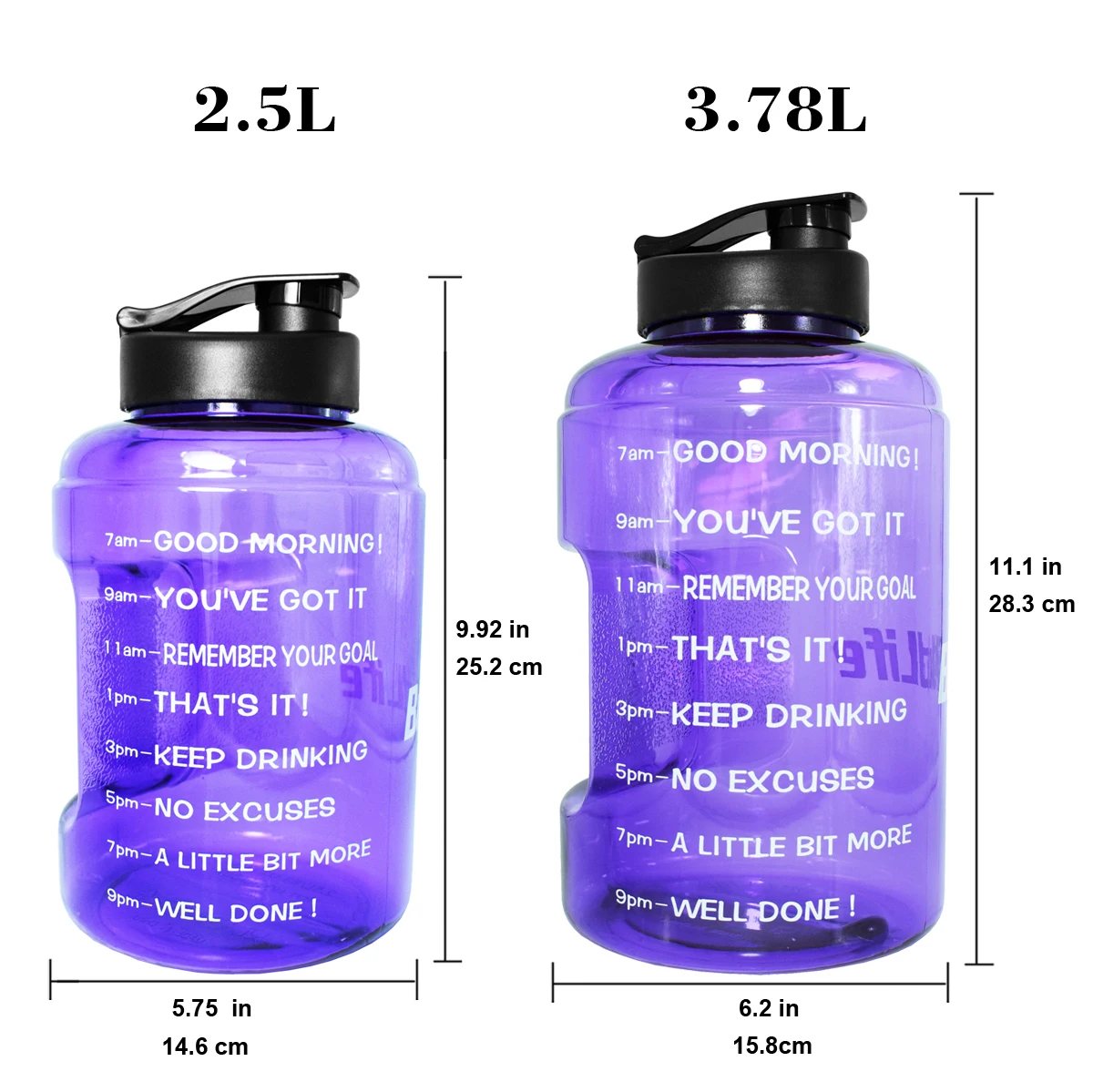 QuiFit Plastic Wide Mouth Big Drinking Water Bottles 2.5L 3.78L Gallon Jug BPA Free Sport Fitness Tourism GYM Travel Unique Item | Дом и сад