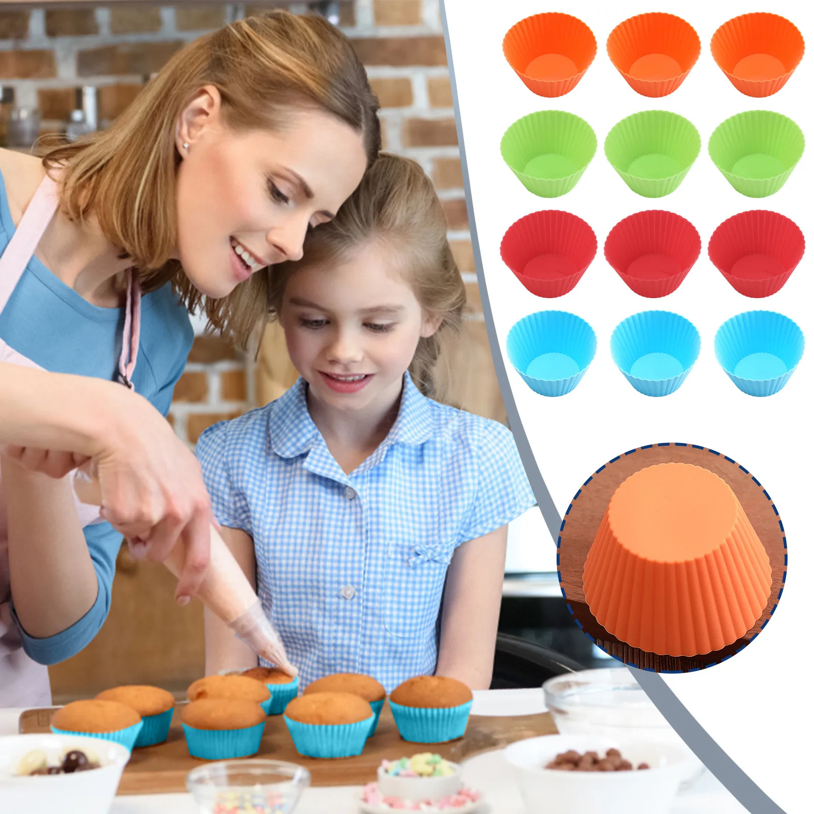 

Baking Cup Liner Baking Molds Round-shaped Silicone Molds Cupcake Mold Tray Diy Cake Decorating Tools