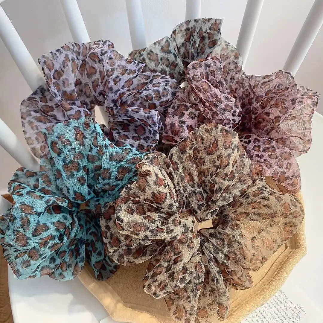 Резинка для волос женская с леопардовым принтом эластичная кружевная резинка в