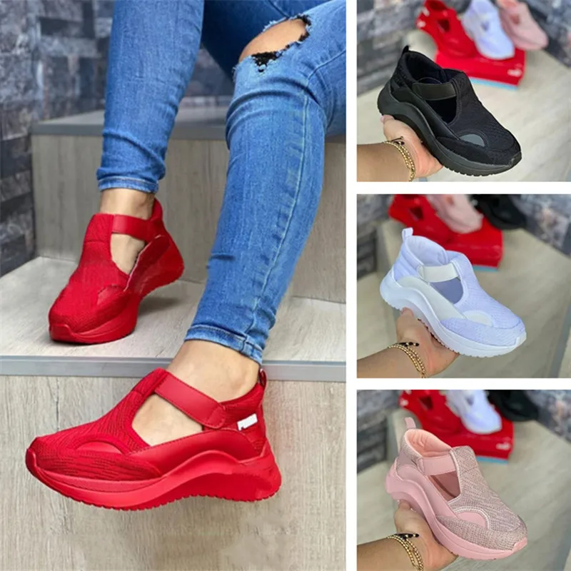 

Горячая Распродажа, женская спортивная обувь с вырезами, повседневные однотонные кроссовки на мягкой подошве для бега, повседневная обувь ...