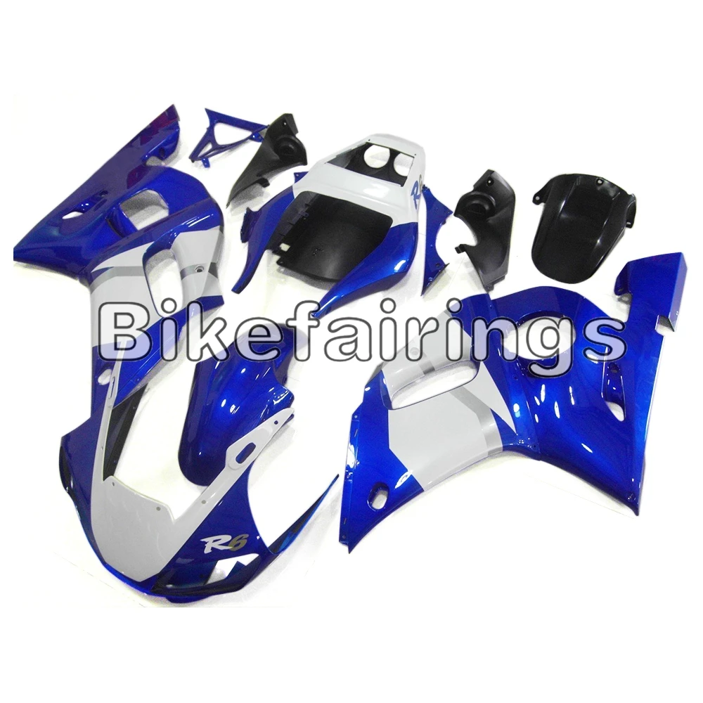 

New White Blue Sportbike Cowlings For Yamaha YZF-600 R6 1998 1999 2000 2001 2002 R6 ABS Injection Complete Covers