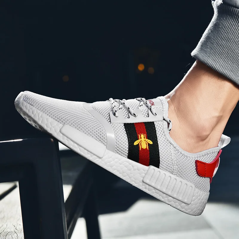 Осенние туфли из дышащего сетчатого материала белые мужские мужская