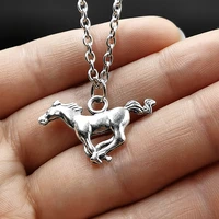 1pcs 2020 new retro silver beautiful horse alloy pendant necklace fashion sweater chain