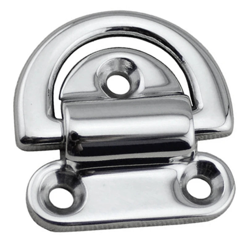 

2Pcs 6mm Folding Deck Pad Eyes Marine Grade Stainless Steel D Ring With Plate for Marine Boat Yacht Accessories