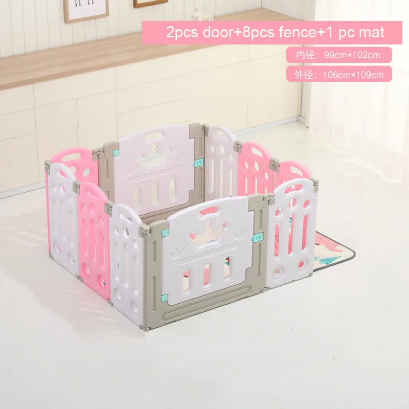 Pink Total 10pcs Супер Роскошный детский манеж с бесплатным ковриком, детский манеж для детей, детская игровая площадка для помещений, детский шариковый манеж для игры в бассейн - Цвет: Pink Total 10pcs