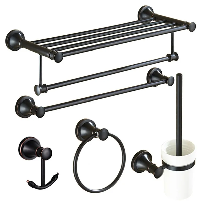 Набор аксессуаров для ванной латунный черный держатель полотенец с масляным