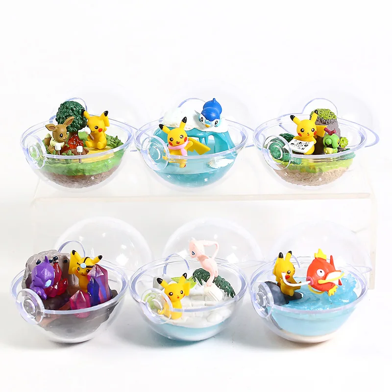 Коллекционная Фигурка Pokemon Terrarium Vol.2 Eevee Mew Piplup Caterpie Magikarp Yamirami Pikachu - купить по
