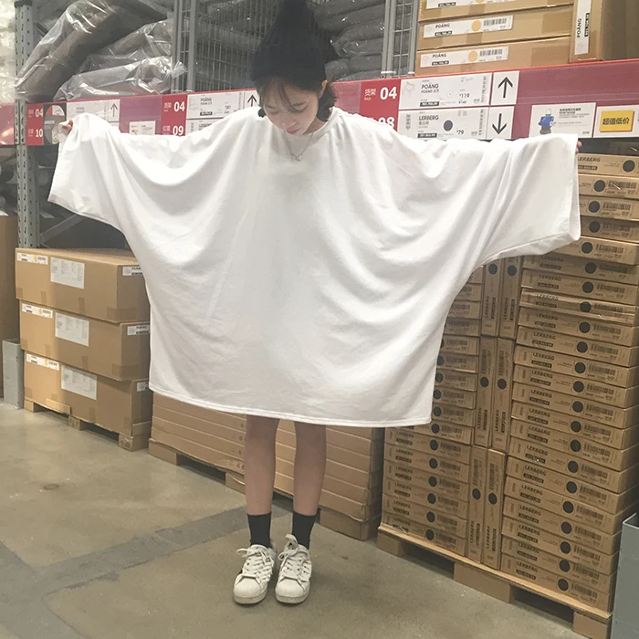 Осеннее однотонное платье-свитшот 2019 пуловер с длинным рукавом летучая мышь топы