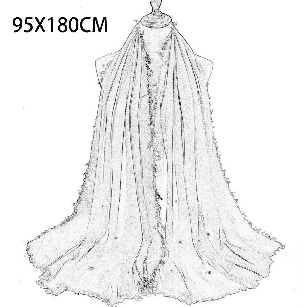 

Large Size Fashion Muslim Women Islam Maxi Crinkle Hijab Scarf 95X180CM