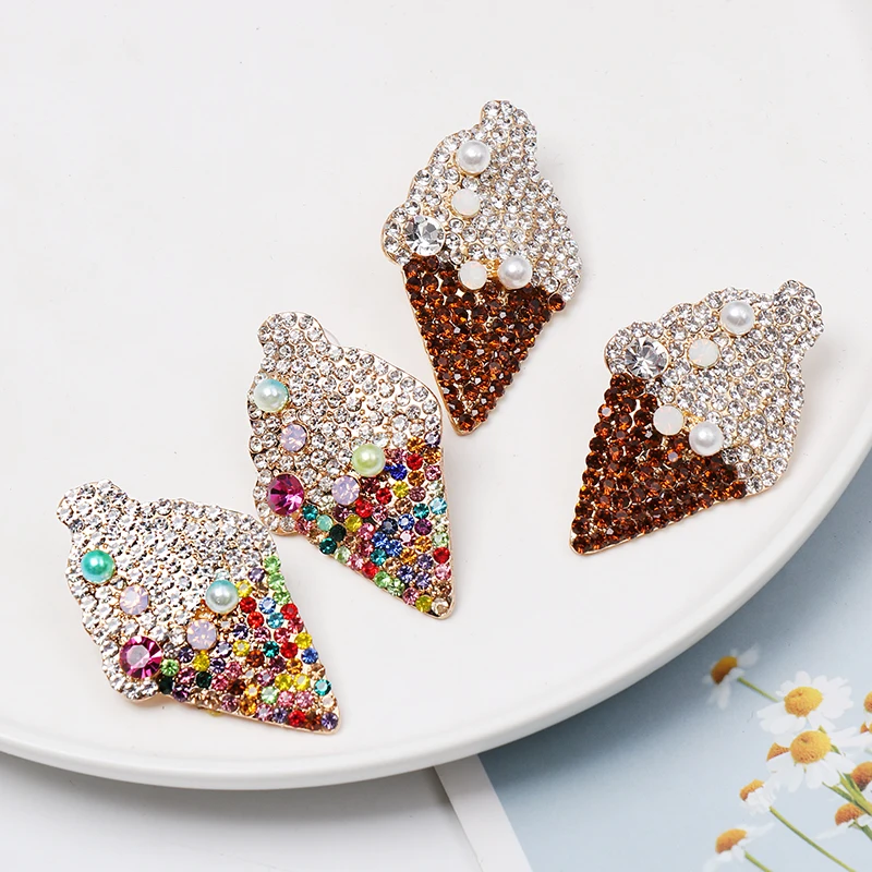 Женские серьги с мороженым корейские висячие кристаллами в винтажном стиле бохо