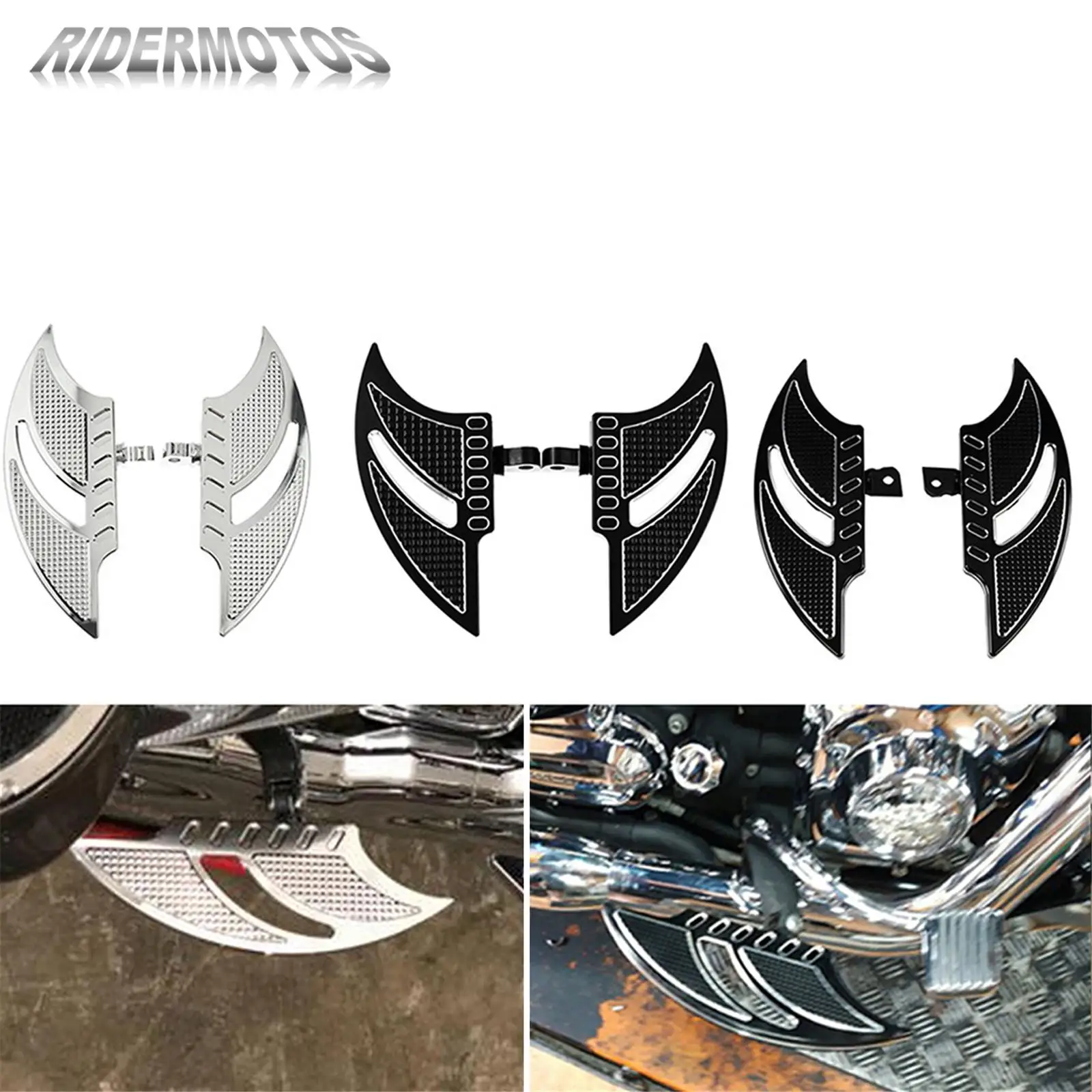 

Motorcycle Floorboards Foot Pegs Footrest Pedals Black/Chrome For Harley Sportster 883 1200 XL Dyna Touring Electra Glide FLHR