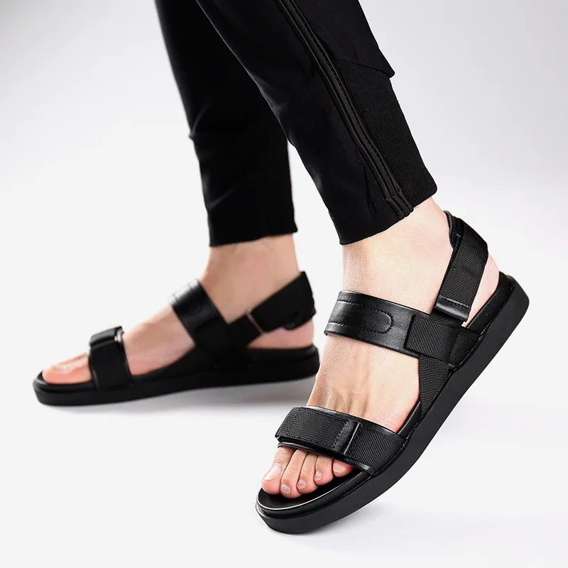 Летние сандалии для мужчин кожаные классические римские 2019 тапки уличные