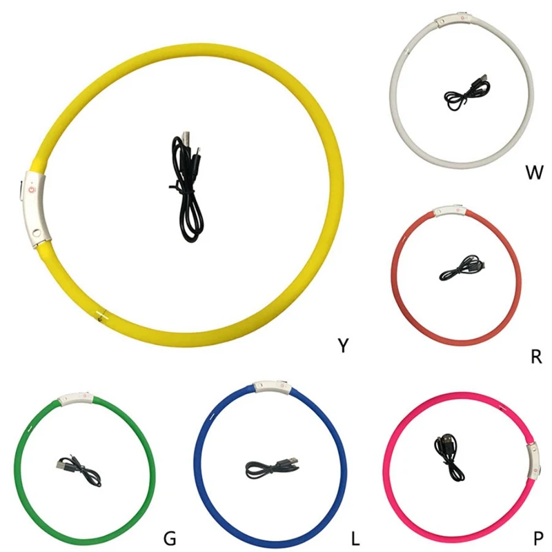 

s USB Rechargeable Safe Warn LED Dog Collar Adjustable Silicone Collar Cut to Resize