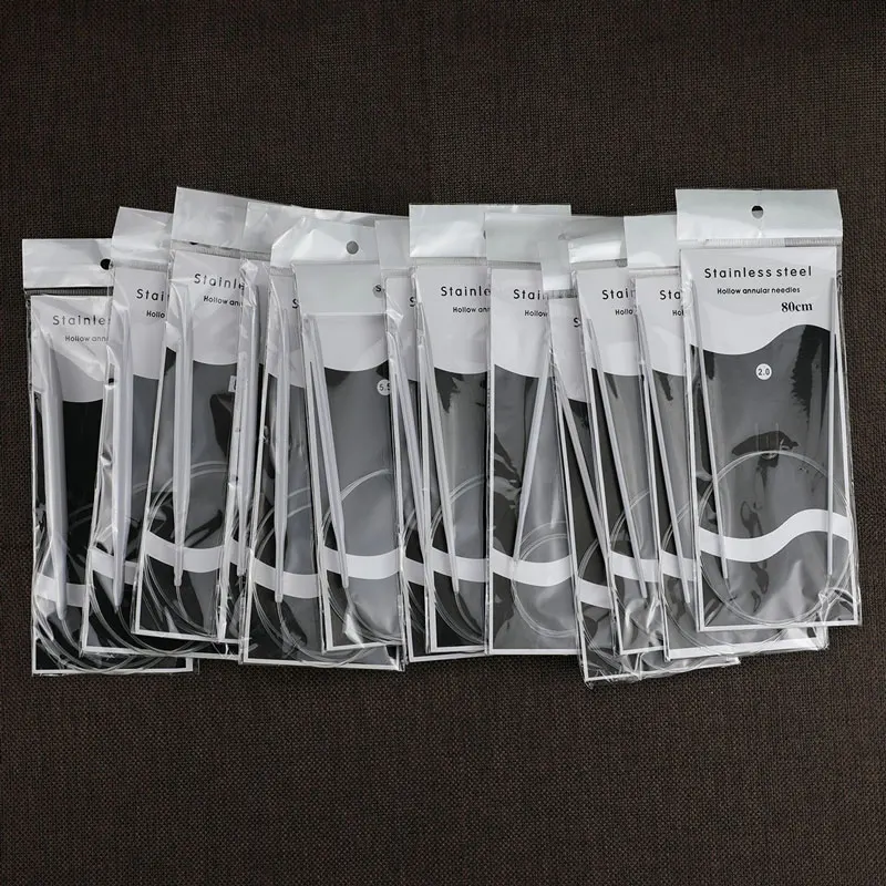 Спицы для вязания круговые из нержавеющей стали 2 0-8 0 мм 11 размеров 32*80 см | Дом и