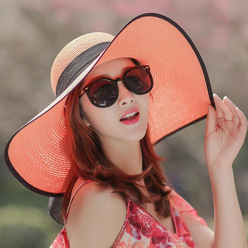 

2021 New Summer Female Sun Hat Bow Ribbon Panama Beach Hats For Women Chapeu Feminino Sombrero Floppy Straw Hat