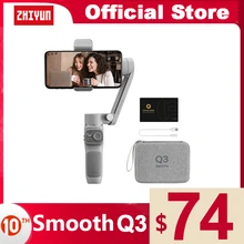 ZHIYUN Official SMOOTH Q3 3-Axis Phone Gimbal Flexible Handheld Stabilizer with Fill Light for Smartphone iPhone Xiaomi Huawei