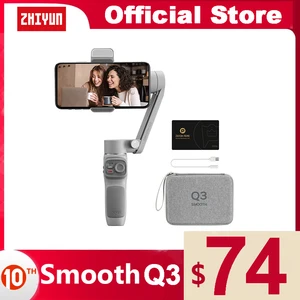 zhiyun official smooth q3 3 axis phone gimbal flexible handheld stabilizer with fill light for smartphone iphone xiaomi huawei free global shipping