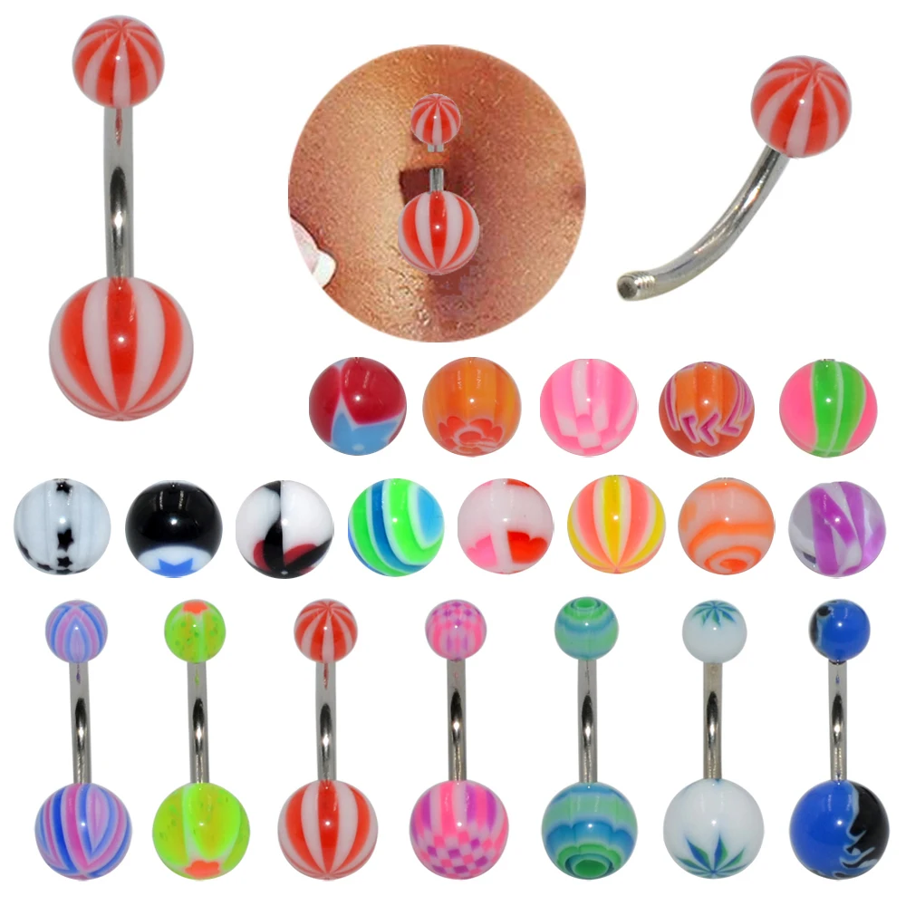 CHUANCI 20 шт./лот стержень из хирургической стали и красочный акриловый круглый шар