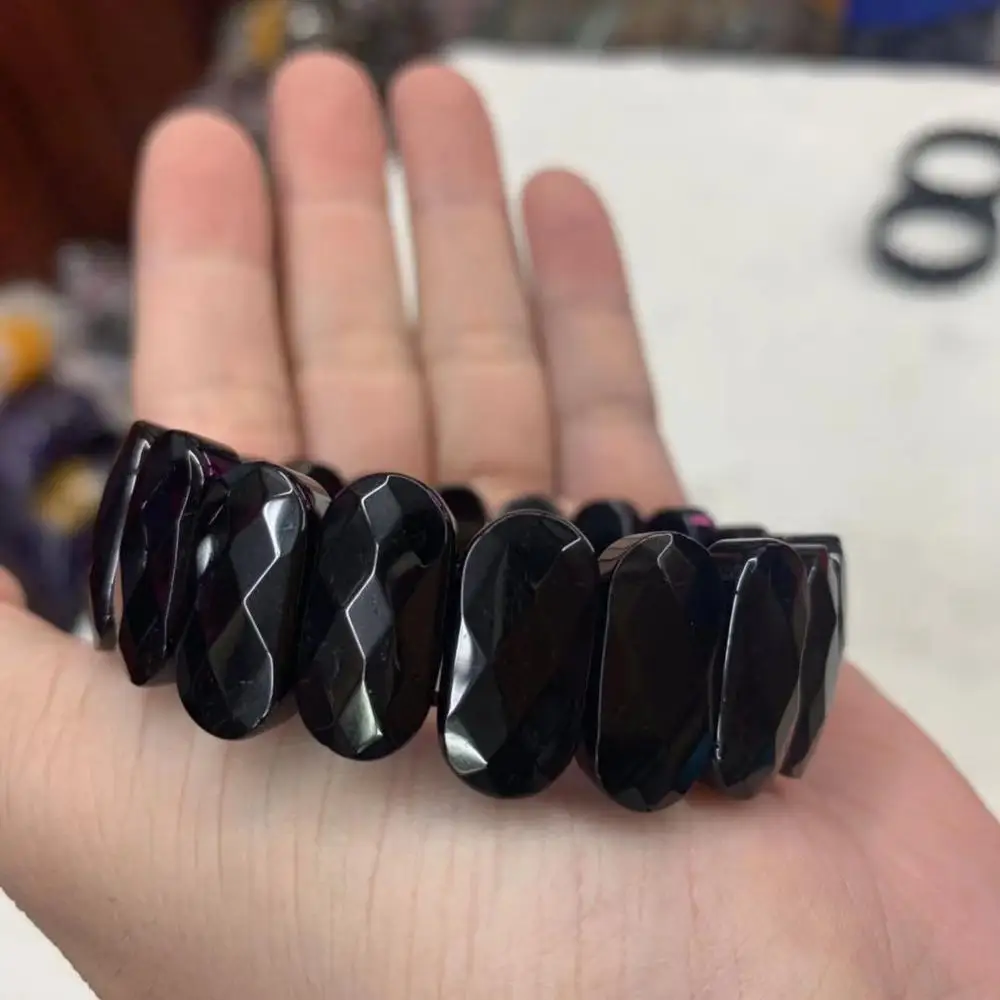 Браслет с бусинами из черного турмалина браслет натурального энергетического