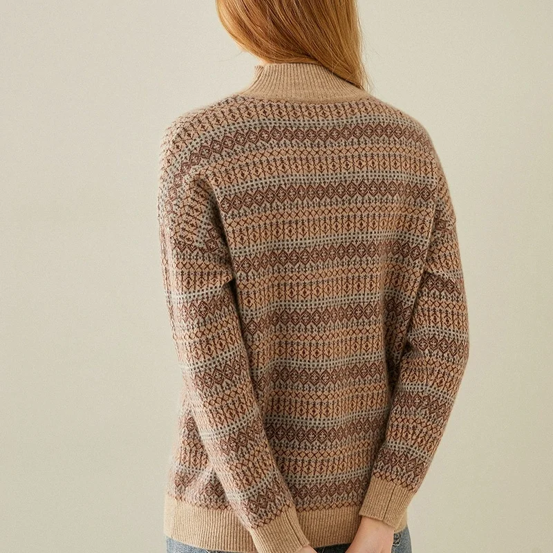 

2020 Autumn/winter new cashmere sweater Women's semi-turtleneck thick pure cashmere sweater bottom pullover