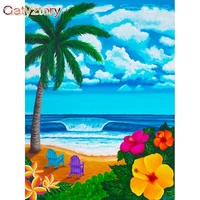 gatyztory 60x75cm paint by numbers beach scenery diy oil painting by numbers on canvas frameless number painting home decor