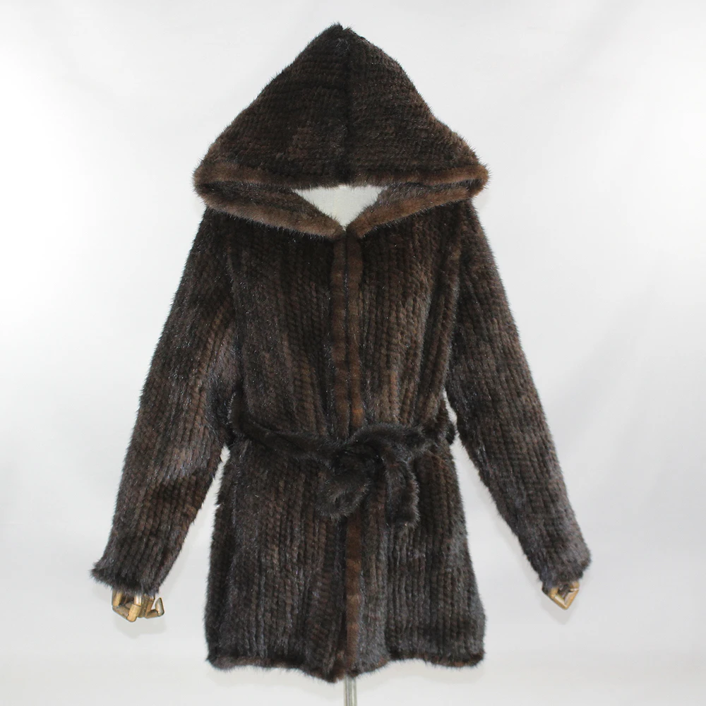 Женская зимняя шуба из натурального меха норки с капюшоном | одежда