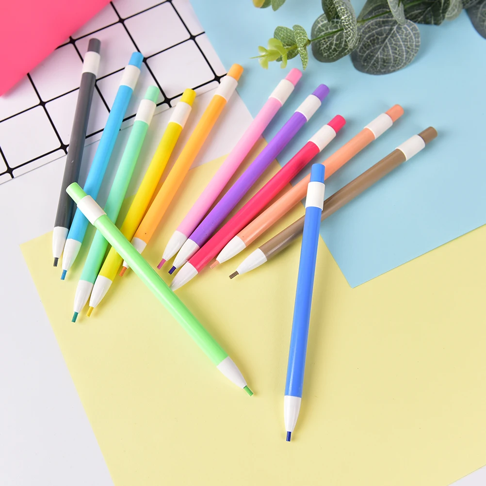 Цветные карандаши для рисования 12 цветов механический карандаш детей милые