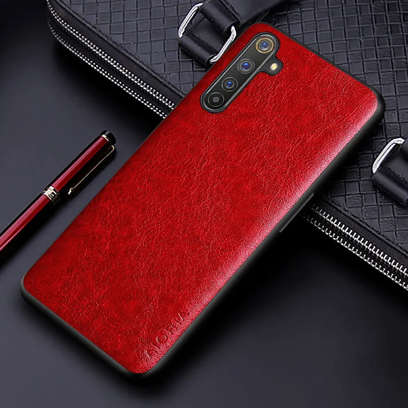luxury pu leather case for oppo realme 6 pro 6i with business solid color design phone cover for oppo realme 6 pro case funda free global shipping