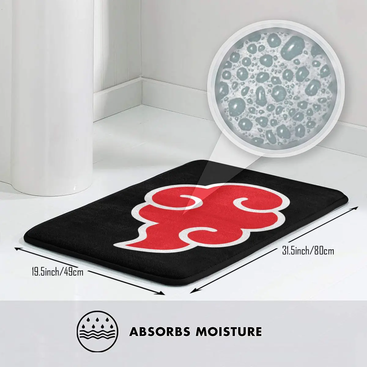 Коврик с красным облаком японский коврик аниме для ног ванной нескользящий входа
