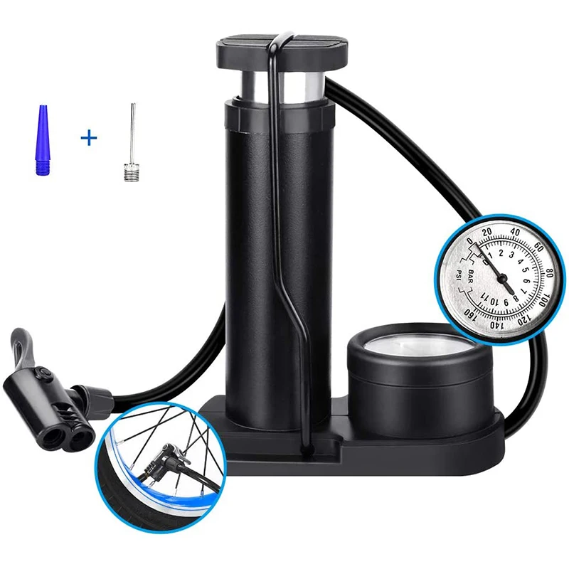 Насос велосипедный портативный с манометром мини-помпа для велосипедов