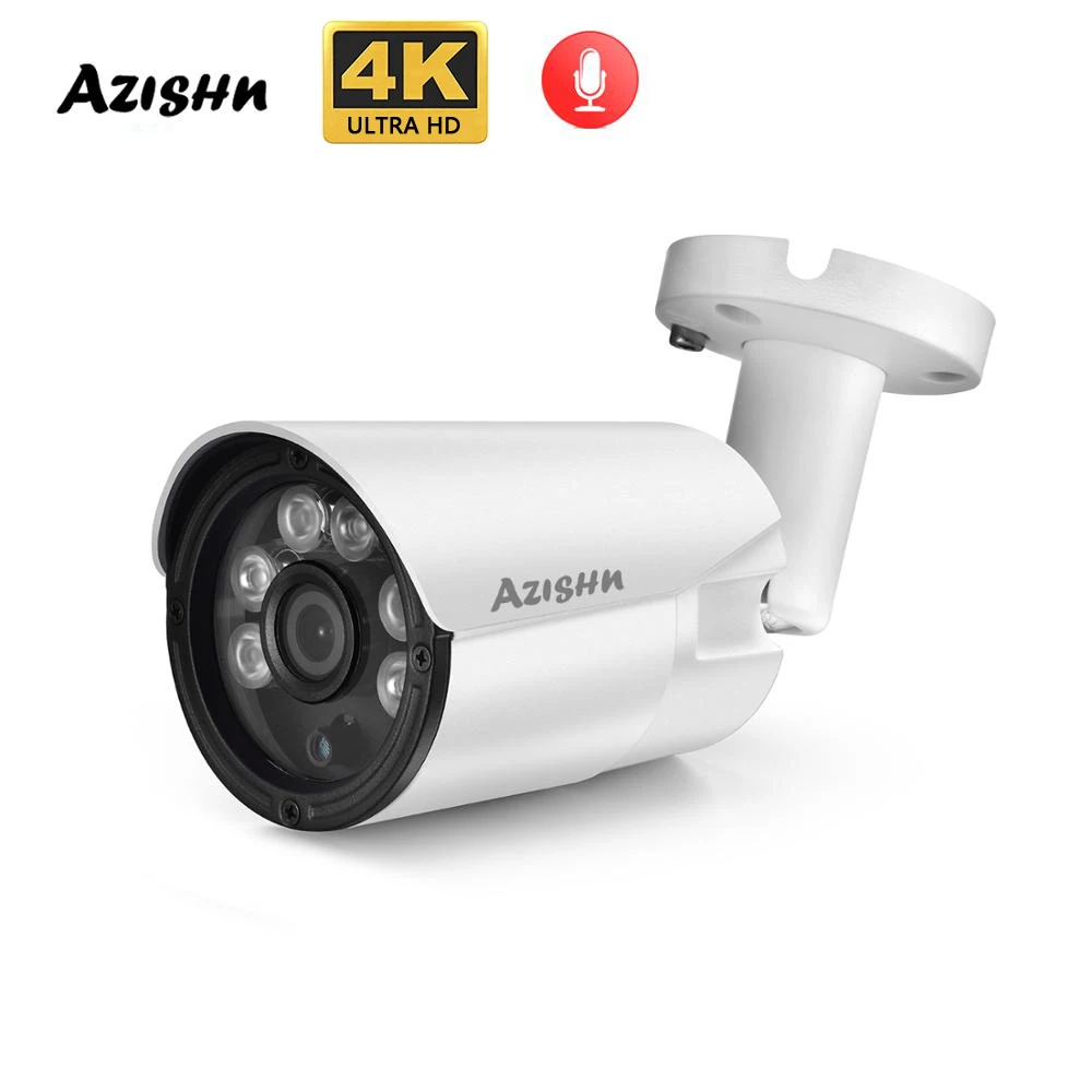 

AZISHN 8MP 4K IP Camera POE H.265+ Metal Outdoor IP66 Motion Detection bullet CCTV Night Vision 4MP Video Surveillance Camera