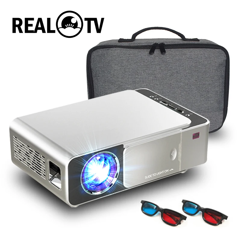 Real tv T6 Full HD Led проектор 4K 3500 люмен 1080p Портативный кинопроектор видеопроектор HDMI USB VGA SD с подарком