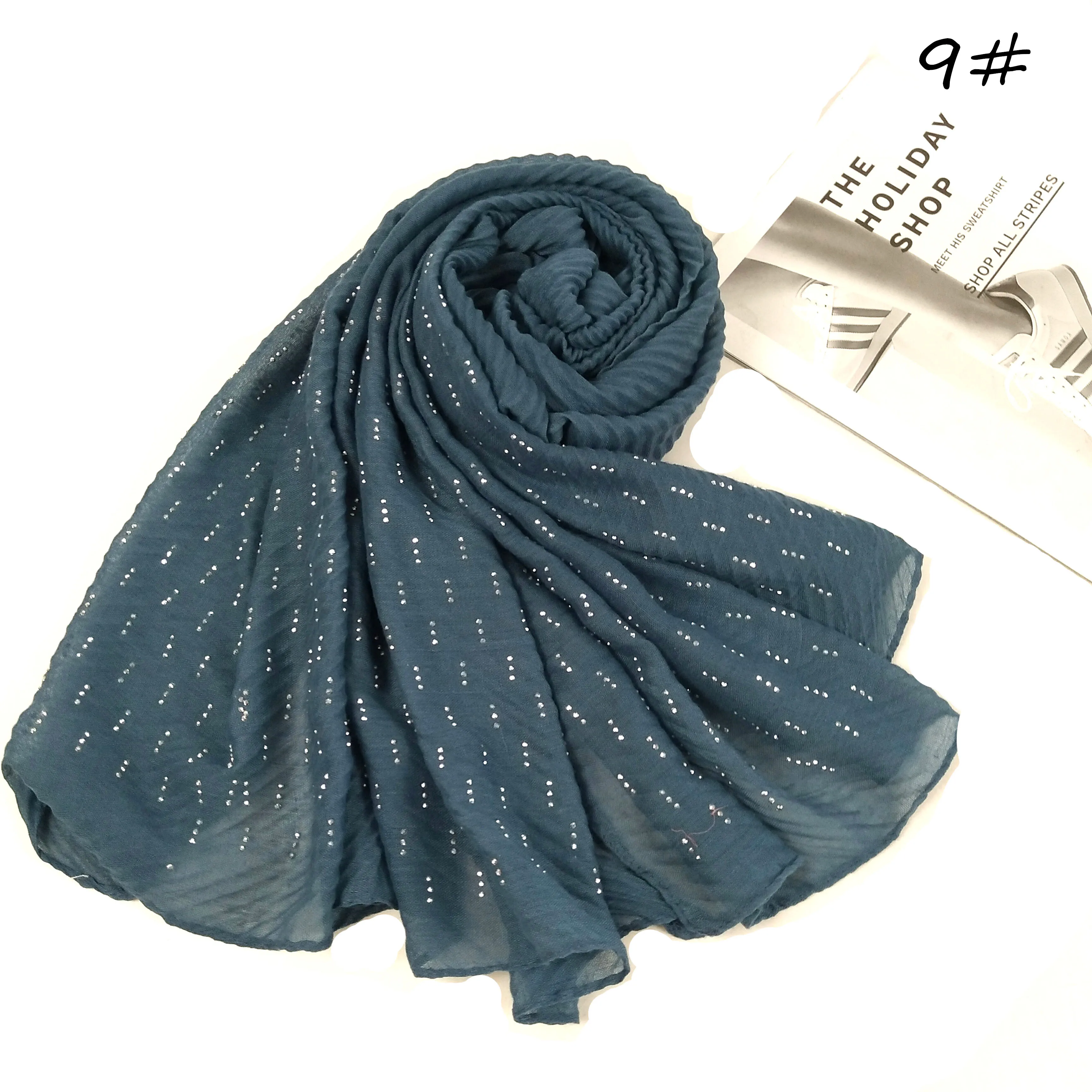 D1 ромбовидная гладкая морщинистая накидка из хлопка и вискозы длинная шаль шарф