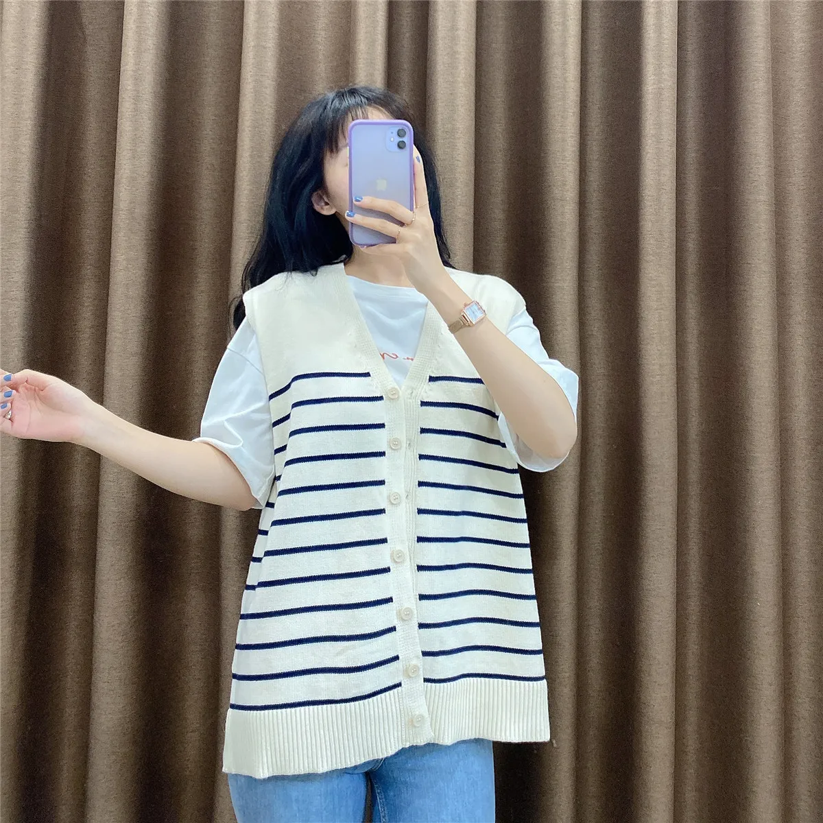 

Striped knitted vest