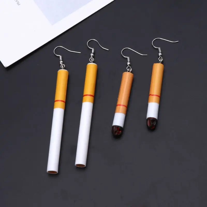 

Simulation Cigarette Butts Acrylic Resin Earrings Wacky Fun Lady Fashion Jewelry