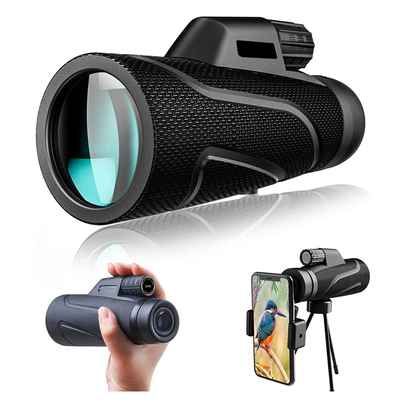 

Monocular Telescope High Power 12X42 Monocular with Smartphone Holder & Tripod Waterproof Fog HD Monocular Scope