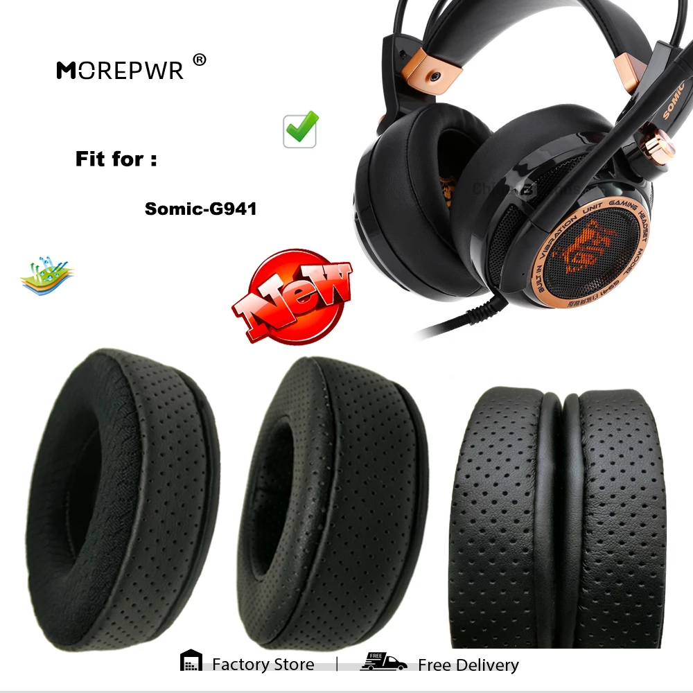 Morepwr New Upgrade Replacement Ear Pads for Somic G941 Headset Parts Leather Cushion Velvet Earmuff