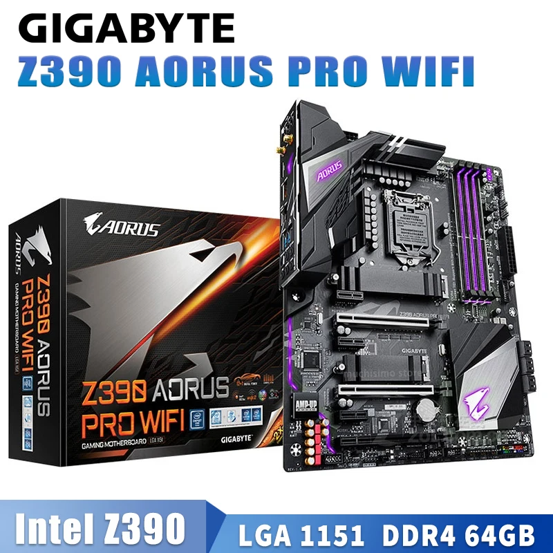 Online LGA 1151 Gigabyte Z390 AORUS PRO WIFI Motherboard Unterstützung./9th-Gen Core I9 I7 I5 I3 Cpu 64GB PCI-E 3,0 M.2 Z390 Placa-Mãe