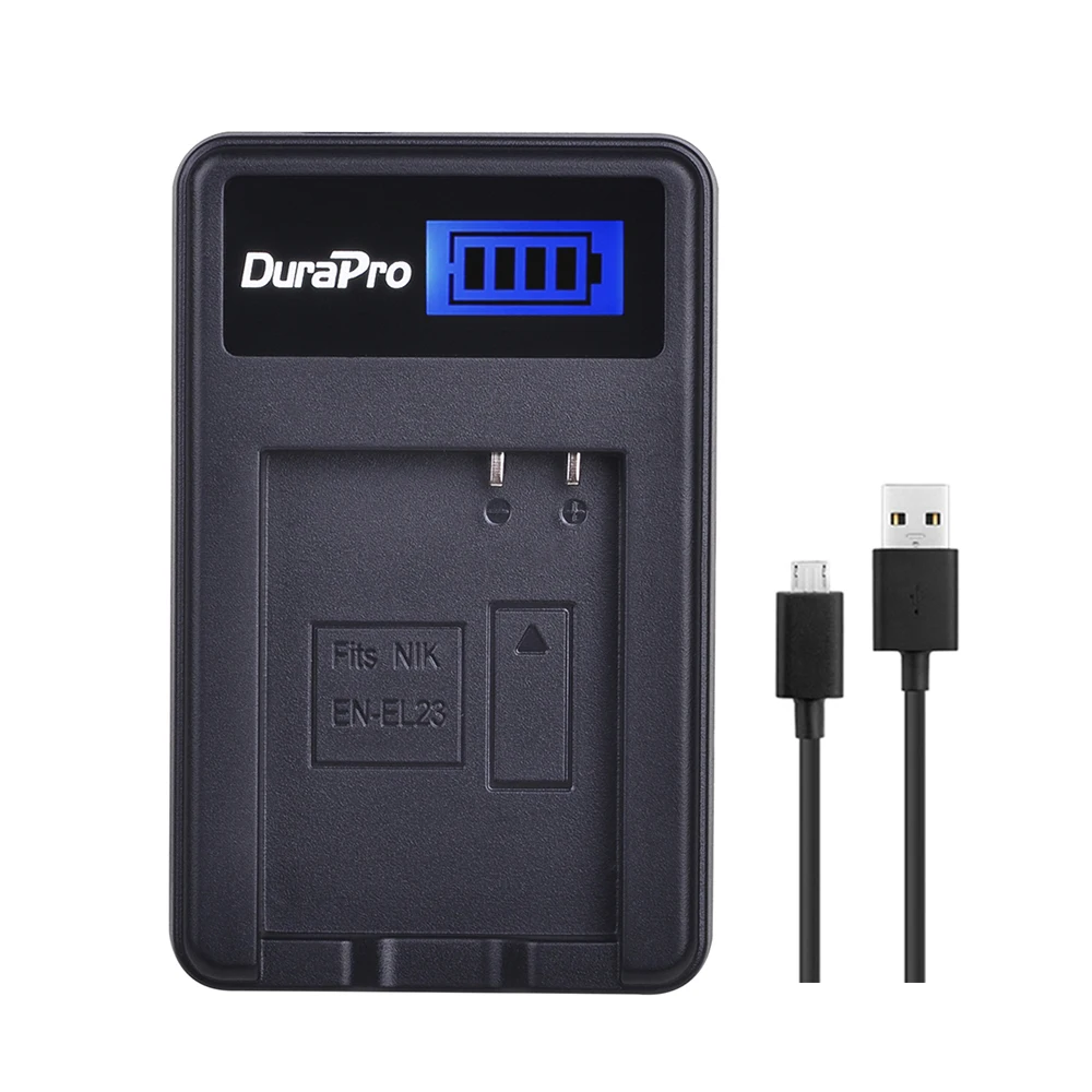 DuraPro EN-EL23 EN EL23 1850mAh 3,8 V литий-ионный аккумулятор+ ЖК-Зарядное устройство USB для камеры Nikon COOLPIX P600 S810c P900 P610 - Цвет: Черный