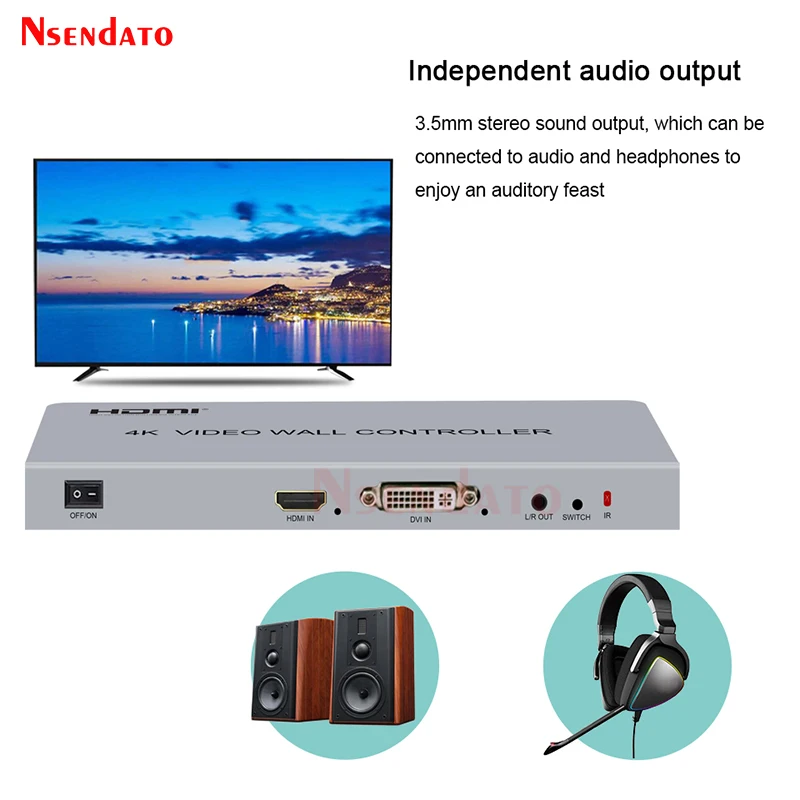 Настенный видеоконтроллер 2x2 1x2 1x3 1x4 2x1 3x1 4x1 4K DVI HDMI | Электроника