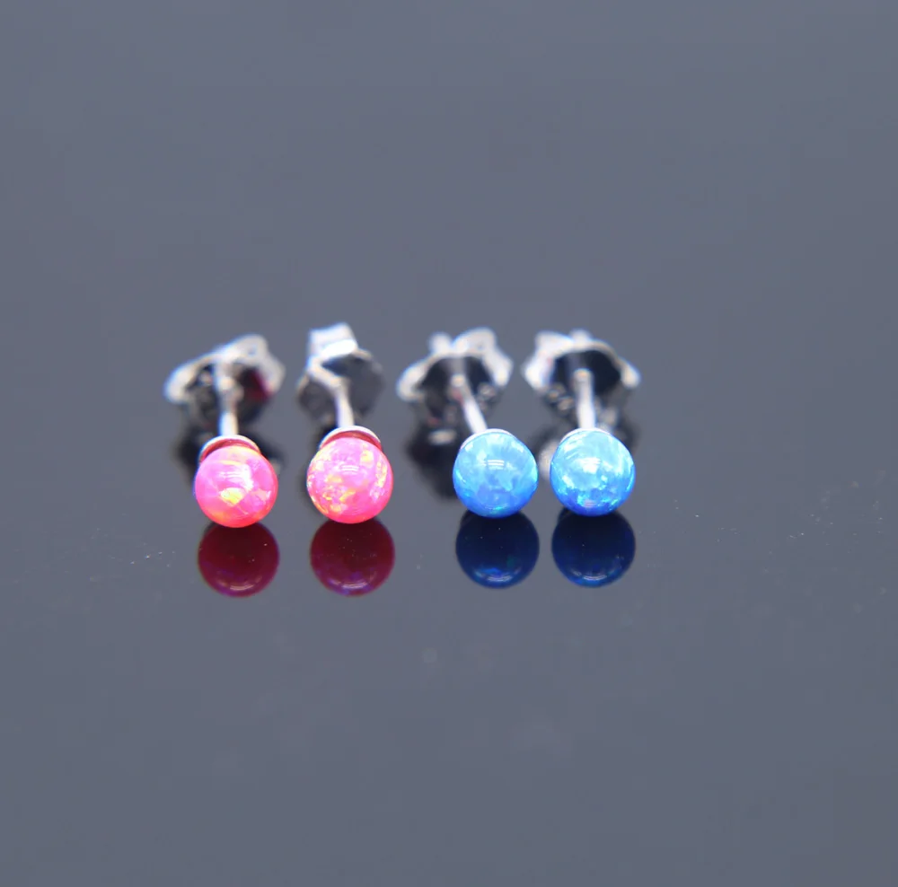 Серьги гвоздики различных цветов с опалом цвета ААА +|stone earrings|925 sterling925 sterling silver stud