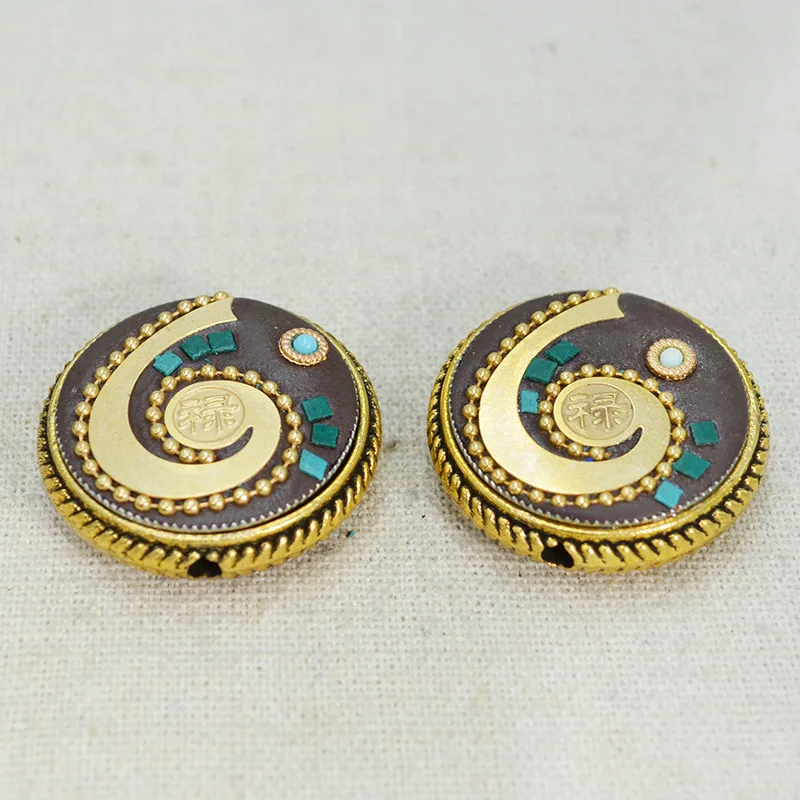 

2 PCS 30x10mm Metal Brass Nepal Beads Flat Bead 2.8mm Hole Beads DIY Hand Made Accessories For Jewelry Making