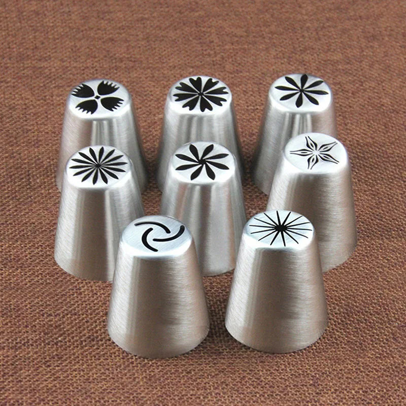 

8Pcs/Set Russian Tulip Nozzles For Cake Cupcake Decorating Icing Piping Nozzles Russian Rose Flower Cream Pastry Tips #84277