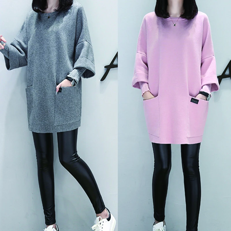 Элегантная офисная одежда свитшот корейская мода простая Толстовка С Карманами