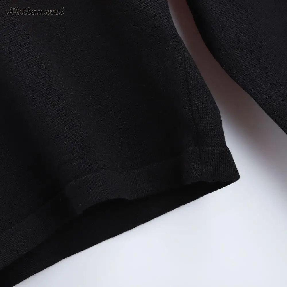 

Color Pacthwork Crop Women Sweater Ladies Autumn 2019 Black Red Striped Long Sleeve Knit Pullovers Harajuku Chic Short Sweater