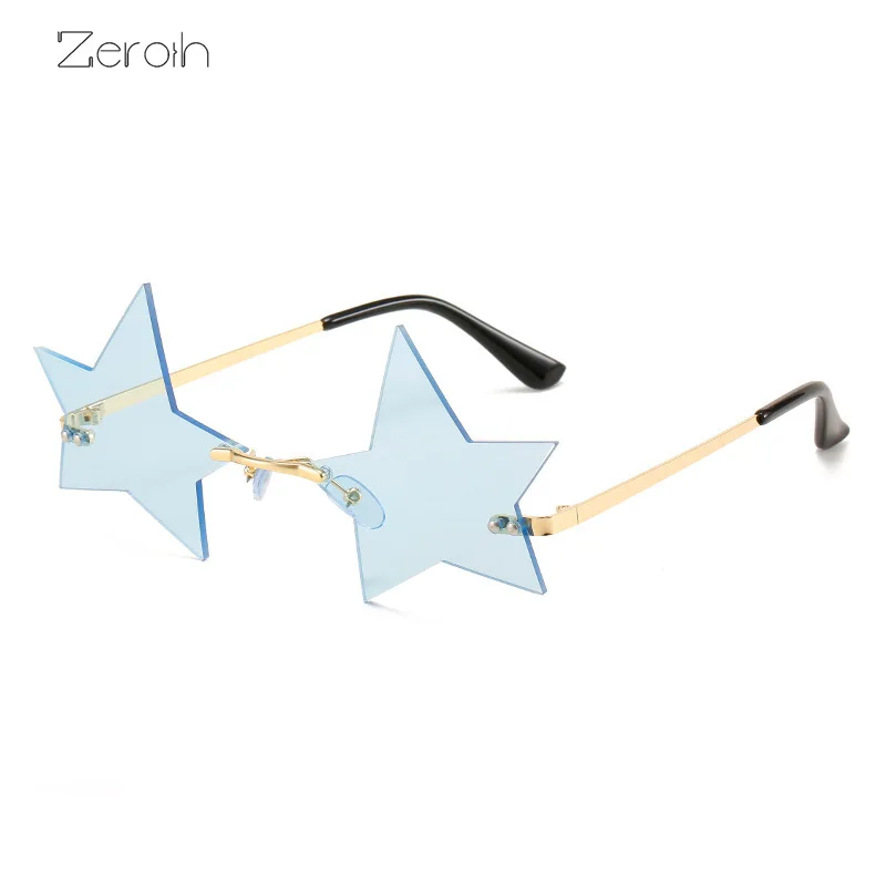 

Personality Star Sunglasses Women Rimless Glasses Retro Sunglass Men Ocean Lens Eyewear UV400 Sun Glass Black Mirror Shades