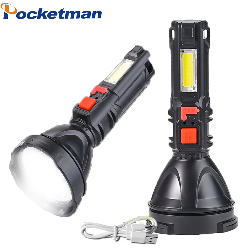 

Long-range Super Bright Flashlight USB Rechargeable COB LED Flashlamp Powerful Waterproof Tactical Torch With Built-in Battery